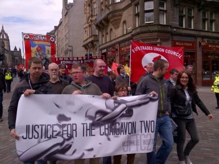 Members of the James Connolly Society Scotland supporting the Justice For The Craigavon Two campaign.