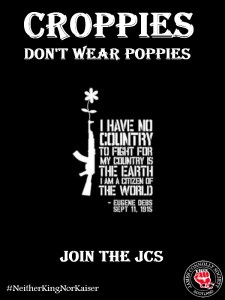 Poster for JCS 2014 Croppies Don't Wear Poppies campaign.